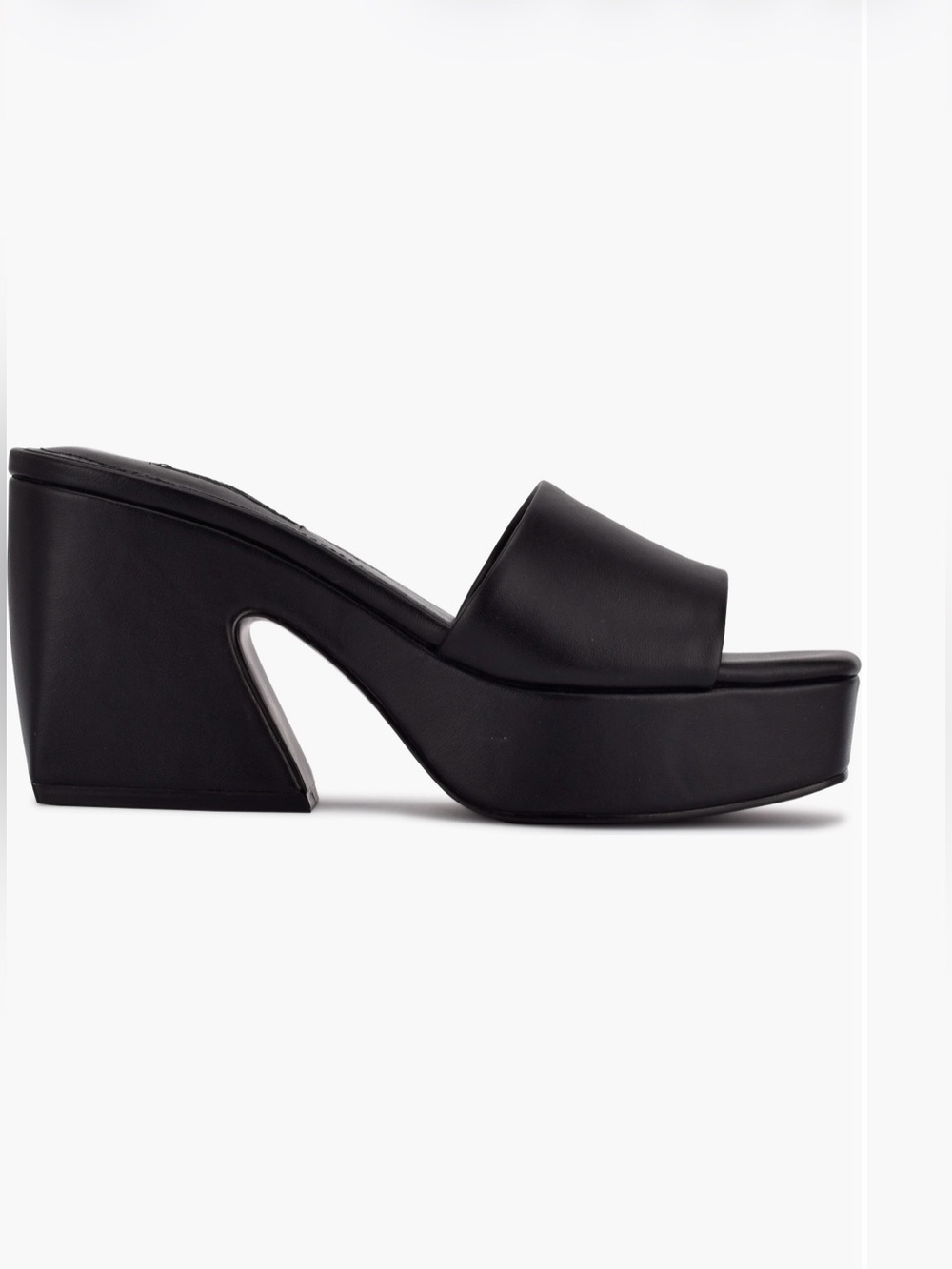 Nine West Oaklee Black Platform Sandals Slides Mules SZ 6 BRAND NEW SEXY CHIC